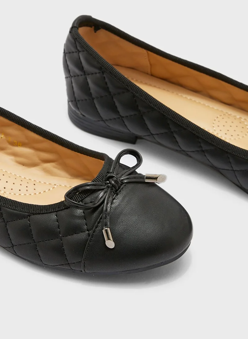 ELLA Quilted Bow Ballet Flat Shoes