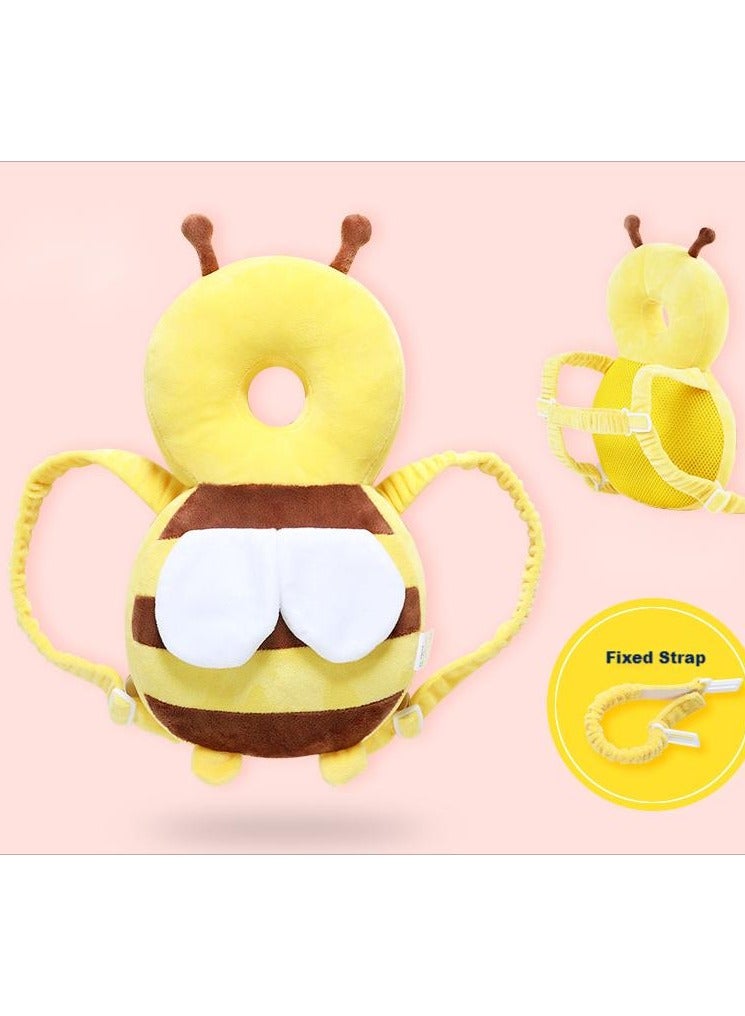 Little Bee Shaped Toddler Baby Head Protection Cotton Pad With Safety Straps Pillow, Breathable Head Protection Pad (34CM, Including Fixed Strap and Squishy Toy) - Image 1
