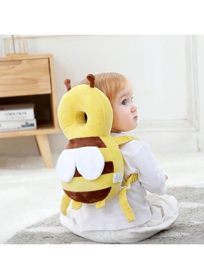 Little Bee Shaped Toddler Baby Head Protection Cotton Pad With Safety Straps Pillow, Breathable Head Protection Pad (34CM, Including Fixed Strap and Squishy Toy) - Image 2