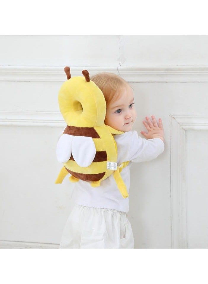 Little Bee Shaped Toddler Baby Head Protection Cotton Pad With Safety Straps Pillow, Breathable Head Protection Pad (34CM, Including Fixed Strap and Squishy Toy) - Image 3