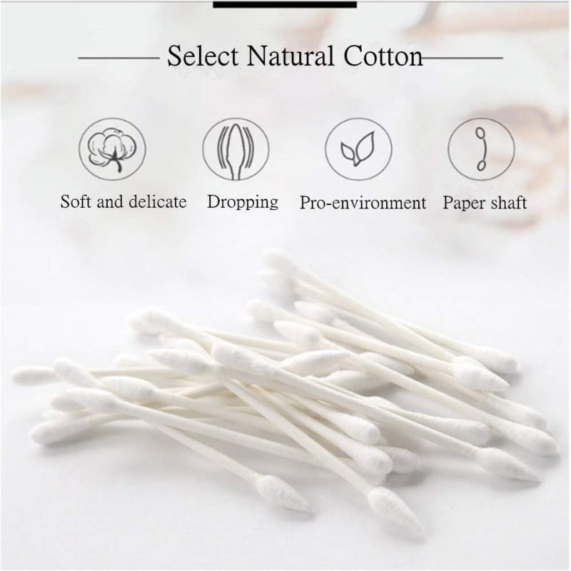 Dual Precision Cotton Swabs: 7.8 Cm Sterilized Organic Soft Cotton, Recycled Paper Handles, Lint-free Compact Tips - 800 Count (4 Packs, 200 Per Pack) for Delicate Makeup, Electronic Cleaning, Craft P - Image 3