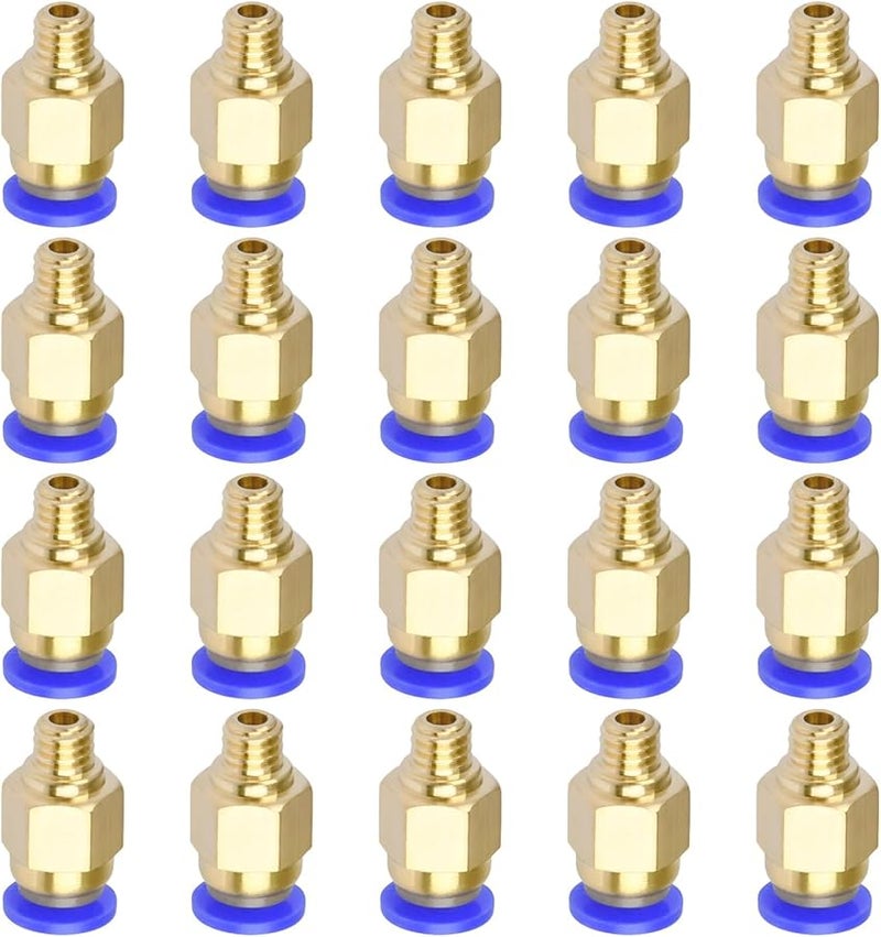 M6 Push To Connect التركيبات الهوائية المطلية بالنيكل مع أغطية زرقاء 20 قطعة - Image 1