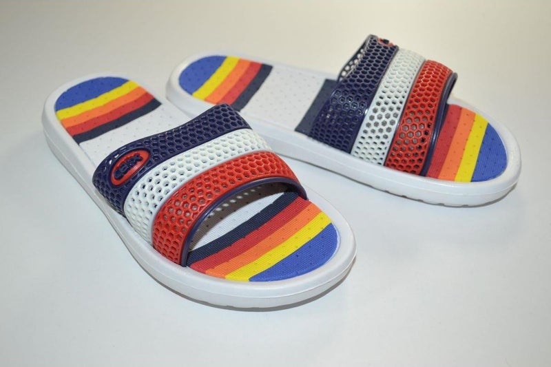 Calx Women's 36-40 Number Non-Slip Soft Massage Sole Navy Blue White Red Striped Eva Slippers  - Image 4