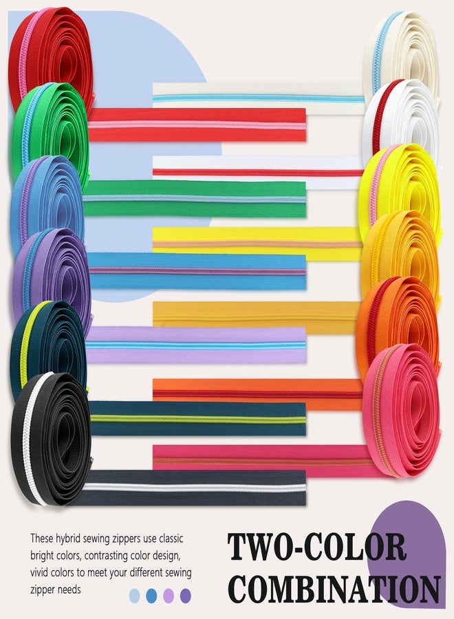 SHRJ 12Pcs 36 Yards Sewing Zippers #5 Nylon Coil in Assorted Colors with 120 Zipper Sliders Pull Head Zipper Repair Kit for DIY Tailor Sewing Crafts Supplies Clothes Bag - Image 4