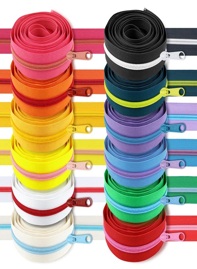 SHRJ 12Pcs 36 Yards Sewing Zippers #5 Nylon Coil in Assorted Colors with 120 Zipper Sliders Pull Head Zipper Repair Kit for DIY Tailor Sewing Crafts Supplies Clothes Bag - Image 1