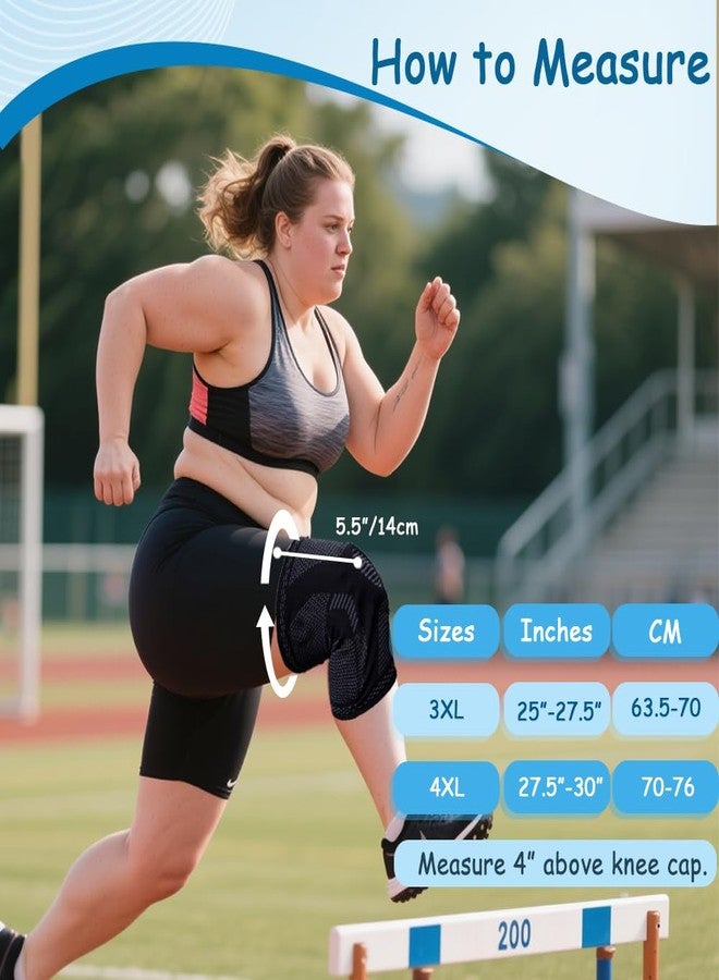 King Mills Plus Size Knee Sleeve 3XL/4XL, Knee Brace for Women Plus Size with Patella Gel Pad & Side Stabilizers, Compression Sleeve for Pain Relief, Arthritis, Workout, Sports. Black - Image 3
