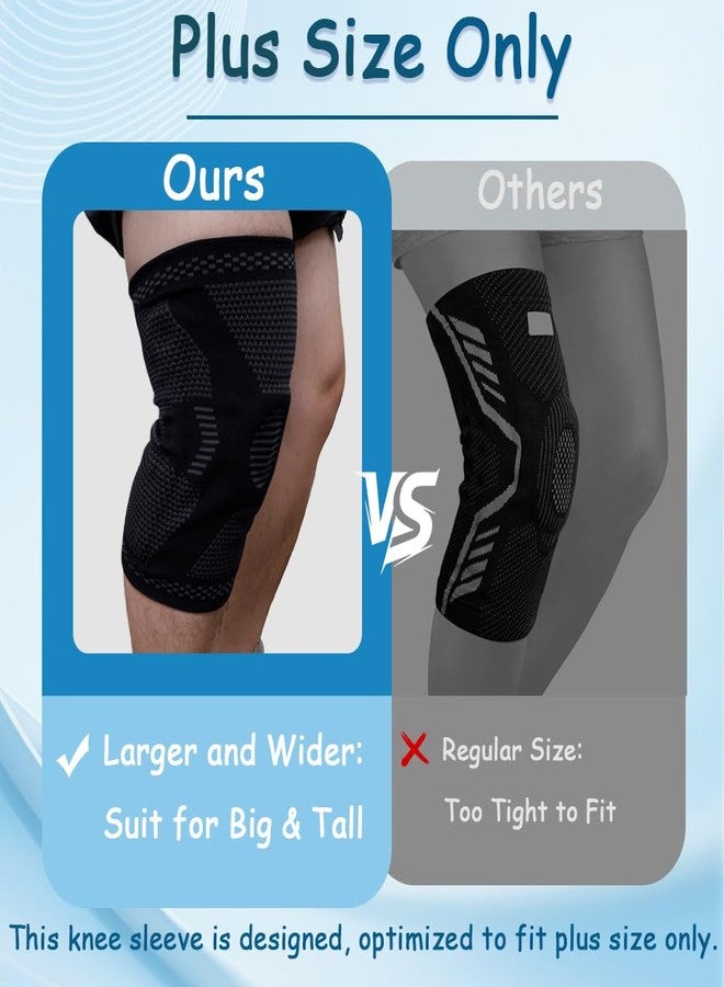 King Mills Plus Size Knee Sleeve 3XL/4XL, Knee Brace for Women Plus Size with Patella Gel Pad & Side Stabilizers, Compression Sleeve for Pain Relief, Arthritis, Workout, Sports. Black - Image 2