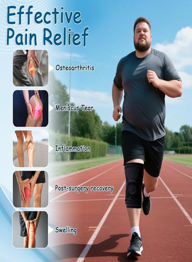 King Mills Plus Size Knee Sleeve 3XL/4XL, Knee Brace for Women Plus Size with Patella Gel Pad & Side Stabilizers, Compression Sleeve for Pain Relief, Arthritis, Workout, Sports. Black - Image 4