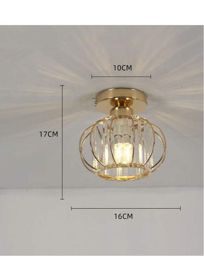 YZMA GLOBAL Crystal Semi Flush Mount Ceiling Light Fixture E27 Mini Antique Gold Chandelier Small Ceiling Lamp for Entryway Bedroom Bathroom Hallway Closet Foyer  - Image 4