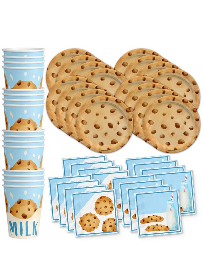 Birthday Galore Milk and Cookies Birthday Party Supplies Set Plates Napkins Cups Tableware Kit for 16  - Image 1