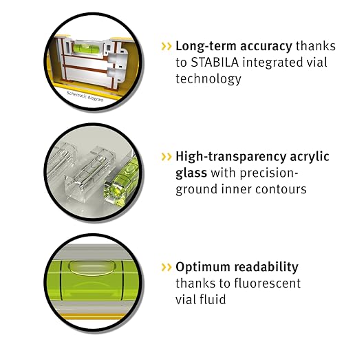 Stabila 02284 70-60 Single Plumb Spirit Level 2 Vial 60cm Type 70, Yellow/Black - Image 3