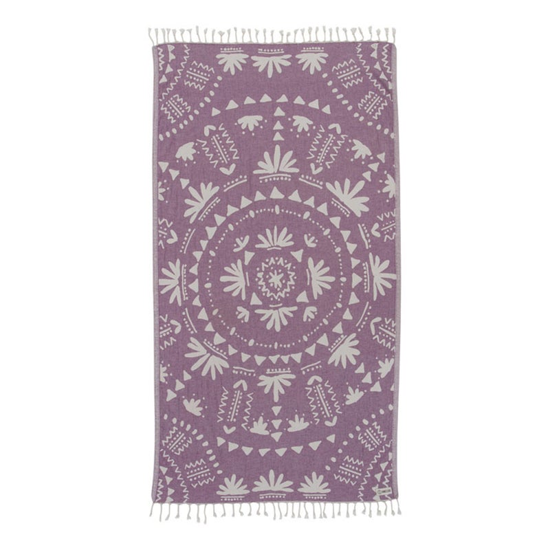 Sand Cloud Turkish Beach Towel - Sand Free - 100% Organic Turkish Cotton Yarn - Quick Dry Towel for Beach, Picnic Blanket or Throw - As Seen on Shark Tank - Boho (Purple) - Image 1
