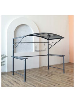 DANUBE HOME Dara BBQ Shade Steel Frame With Polycarbonate Roof Rectangle Shape Without Curtain Water And UV Resistant Garden Patio Canopy Modern Outdoor Furniture 2.6x1.5m Black  - Image 5
