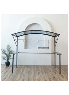DANUBE HOME Dara BBQ Shade Steel Frame With Polycarbonate Roof Rectangle Shape Without Curtain Water And UV Resistant Garden Patio Canopy Modern Outdoor Furniture 2.6x1.5m Black  - Image 4