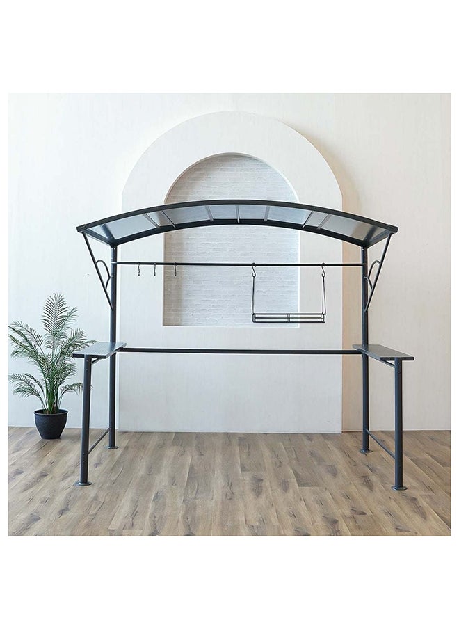 DANUBE HOME Dara BBQ Shade Steel Frame With Polycarbonate Roof Rectangle Shape Without Curtain Water And UV Resistant Garden Patio Canopy Modern Outdoor Furniture 2.6x1.5m Black  - Image 4