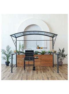 DANUBE HOME Dara BBQ Shade Steel Frame With Polycarbonate Roof Rectangle Shape Without Curtain Water And UV Resistant Garden Patio Canopy Modern Outdoor Furniture 2.6x1.5m Black  - Image 3