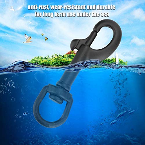 Vbestlife Scuba Diving Clips, Stainless Steel Swivel Eye Snap Hook Dive Single Ended Swivel Eye Bolt Hook Buckle Dog Clip Gear Equipment for Underwater Scuba Diving(Black 75mm) stainless steel marine grade - Image 5