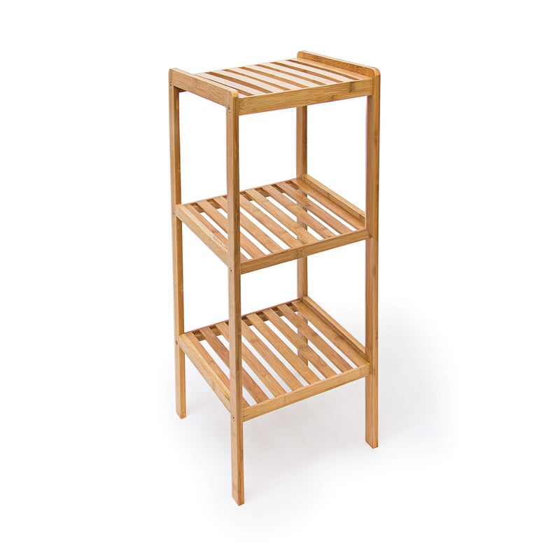 Relaxdays Bamboo Bathroom Shelf with 3 Tiers 79 x 33 x 33 cm FreeStanding Shelving Unit Wooden Storage Shelves Natural Brown