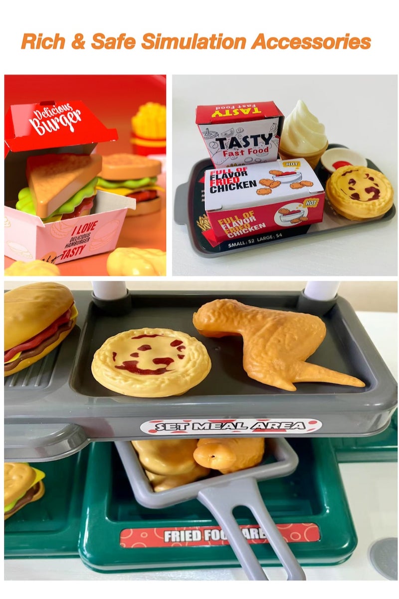 71 PCS Electric Burger Shop Simulation Toy Set Multi-Players Interactive Kitchen Shopping Pretend Play DIY Toy With Sound Educational and Fun Toy Gift for Unisex Age Above 3  - Image 3
