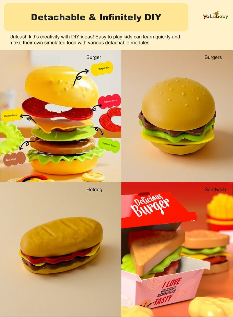 YalaBaby 71PCS Electric Pretend Play Fast Food Money Toyset ,Interactive Simulation Role Play Toy With Sound For Children Years 2 ,3+,Food Ordering Skill Money Knowledge Learning Game Toy,Birthday Gift For Girls Boys - Image 2