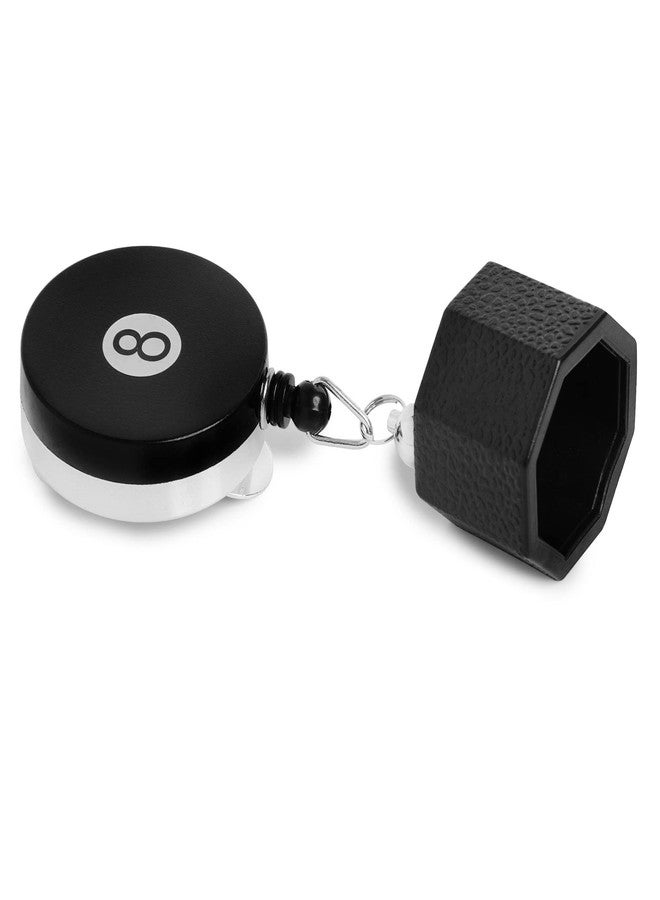 OKKO Retractable Octagon 8-Ball Chalker Billiard Pool Cue Chalk Holder with Belt Clip Black + 1 pc of Predator Chalk - Image 2