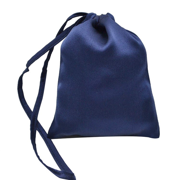 MAXFEEL 100 Silk Travel BagsGift Bags with Draw String Solid Dyed Muticolor Dark Blue - Image 2