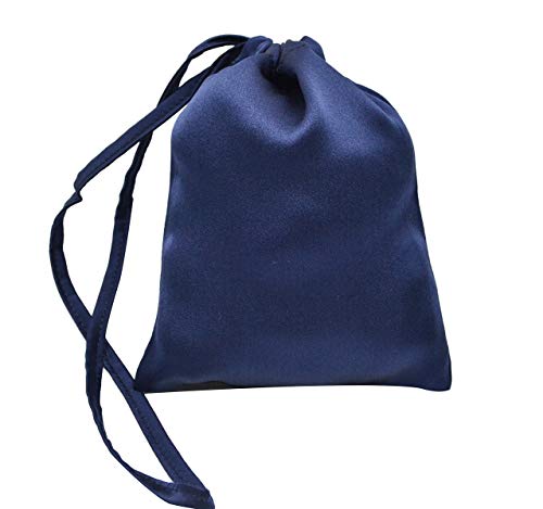 MAXFEEL 100 Silk Travel BagsGift Bags with Draw String Solid Dyed Muticolor Dark Blue - Image 1