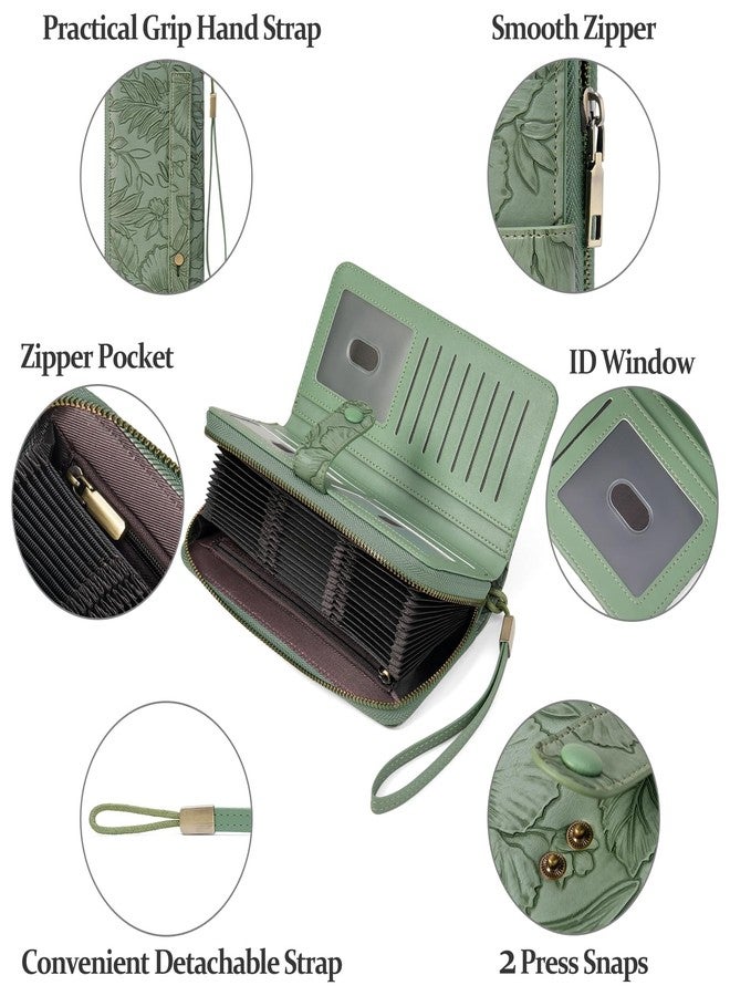 SENDEFN Women's Credit Card Holder RFID Blocking Zip Around Leather Wallet Large Capacity Long Purse with Wristlet - Image 5