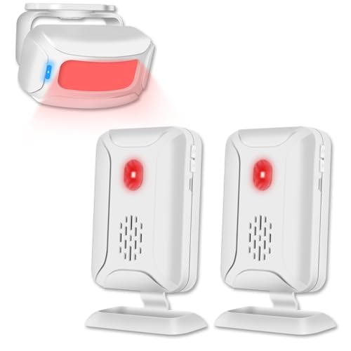 GREENCYCLE Door Sensor Chime Motion Detector Alarm Commercial Door Bells for Business Entry Home Security Alert 918 Feet 36 Tunes 4 Volume Levels LED Indicators 2Receiver1Infrared Transmitter - Image 1