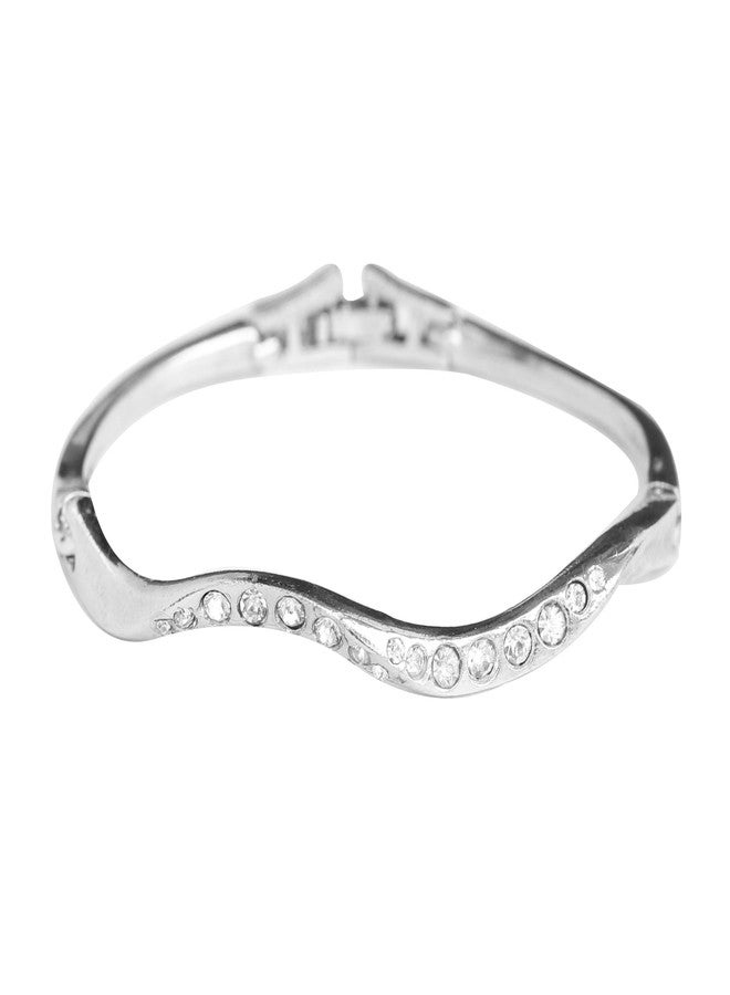 Touchstone Rhodium Plated Spiral Bracelet for Women