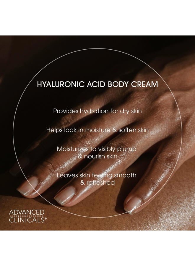 Advanced Clinicals Hyaluronic Acid Moisturizer Body Cream + Hyaluronic Acid Serum Skin Care Product 2pc Bundle, Face Serum & Body Lotion Targets Wrinkles, Dark Spots, Fine Lines, & Dry Skin, 2pc Set - Image 3