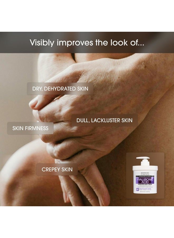 Advanced Clinicals Hyaluronic Acid Moisturizer Body Cream + Hyaluronic Acid Serum Skin Care Product 2pc Bundle, Face Serum & Body Lotion Targets Wrinkles, Dark Spots, Fine Lines, & Dry Skin, 2pc Set - Image 5