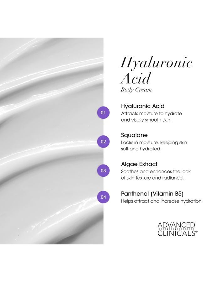 Advanced Clinicals Hyaluronic Acid Moisturizer Body Cream + Hyaluronic Acid Serum Skin Care Product 2pc Bundle, Face Serum & Body Lotion Targets Wrinkles, Dark Spots, Fine Lines, & Dry Skin, 2pc Set - Image 4