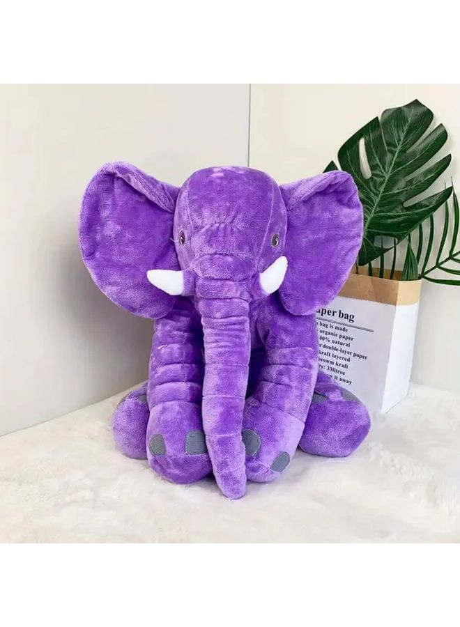 Purple Plush Elephant Toy Soft Cuddly Companion For Halloween Thanksgiving Christmas Gifts - Image 1