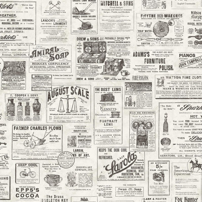 NuWallpaper NUS3626 Charcoal Published Peel Stick Wallpaper, White & Off-White - Image 1