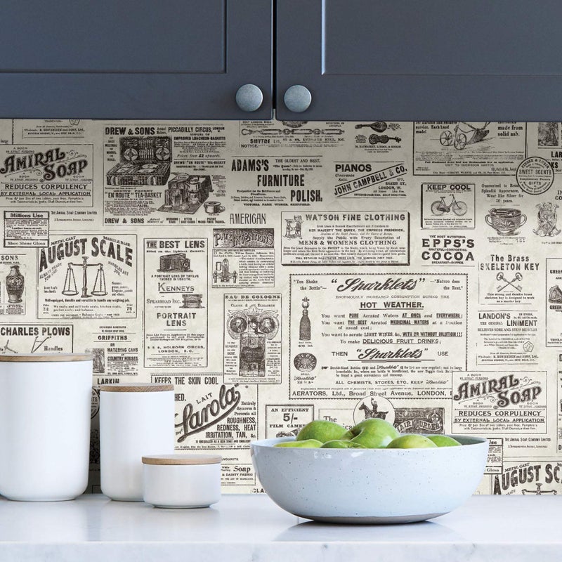 NuWallpaper NUS3626 Charcoal Published Peel Stick Wallpaper, White & Off-White - Image 3