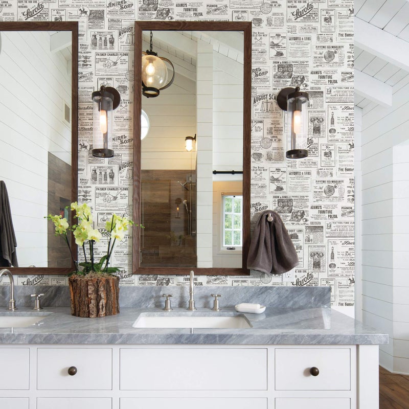 NuWallpaper NUS3626 Charcoal Published Peel Stick Wallpaper, White & Off-White - Image 2