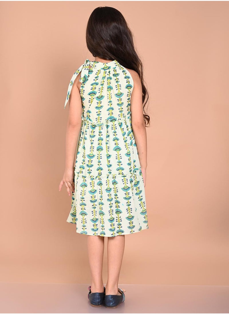 LILPICKS Multicolour Dresses Straight Fit made from Cotton featuring Self Design design and Round Neck neckline - Perfect for Festive!  - Image 5