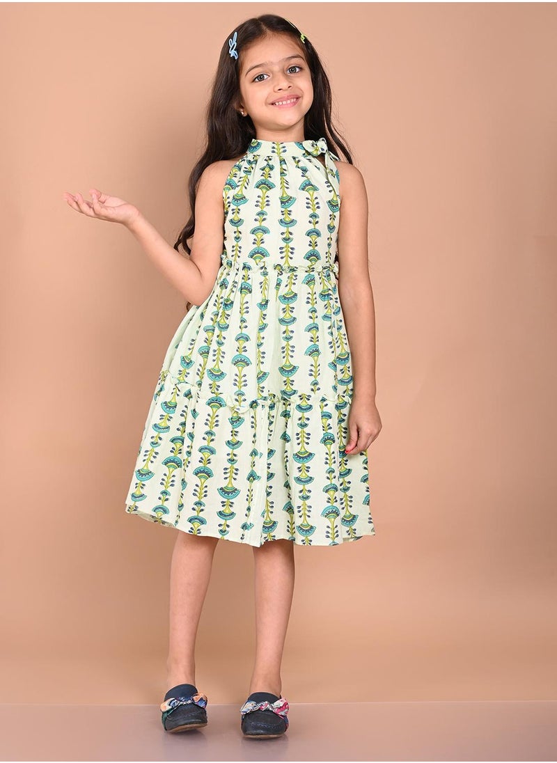 LILPICKS Multicolour Dresses Straight Fit made from Cotton featuring Self Design design and Round Neck neckline - Perfect for Festive!  - Image 3