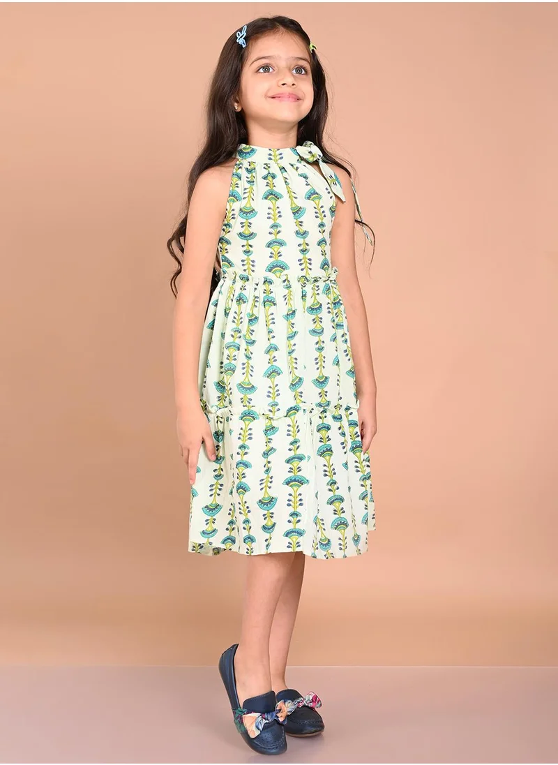 ليلك Multicolour Dresses Straight Fit made from Cotton featuring Self Design design and Round Neck neckline - Perfect for Festive!