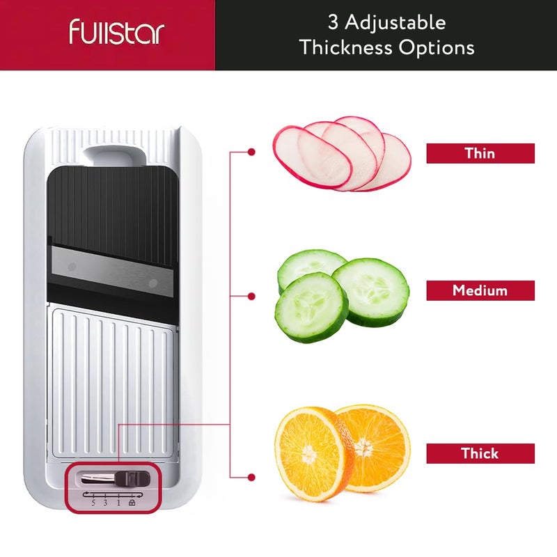 Fullstar Fullstar All-in-1 Vegetable Chopper, Mandoline Slicer & Cheese Grater - French Fry Cutter & Veggie Dicer - Cheese Slicer - Includes Bonus Handheld Spiralizer (6 in 1, Black/White)  - Image 5