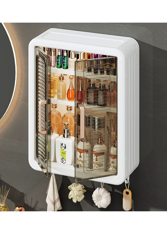 Beauenty Bathroom Storage Cabinet 3-Tier Bathroom Shelf Wall Mounted Kitchen Storage Shelf with Dustproof  Door Storage Organize（32*13*40.5cm）  - Image 2