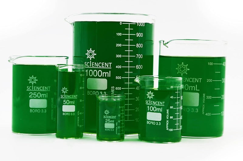 SCIENCENT WITH DEVICE SCIENCENT Glass Beaker Set of 6 Borosilicate Thick Wall - 25ml, 50ml, 100ml, 250ml, 500ml, 1000ml (Set of 6) - Image 2