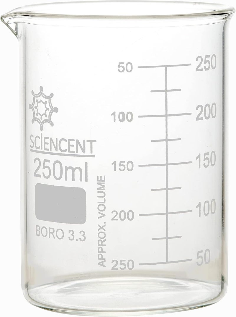 SCIENCENT WITH DEVICE SCIENCENT Glass Beaker Set of 6 Borosilicate Thick Wall - 25ml, 50ml, 100ml, 250ml, 500ml, 1000ml (Set of 6) - Image 5