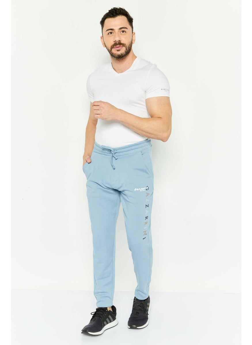 Gazzarrini - Men Regular Fit  Brand Logo Joggers Pant, Slate Blue - Image 1