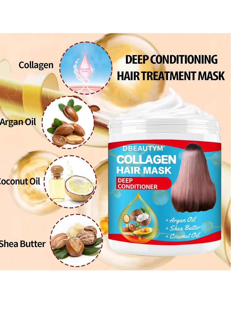 DBEAUTYM Collagen Hydrating Hair Mask Keratin Hair Serum,Natural Deep Conditioner Hair Mask,Moisturizing Hair Oil for Split Ends, Hair Styling Serum for Frizzy & Dry Hair,Keratin Styling Oil Capsules  - Image 3