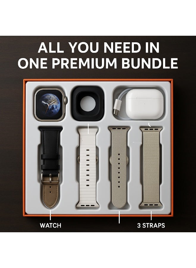 جيرماني باكيدج سمارت وتش ULTRA 9 متعددة الوظائف مع ايربود TWS i12 بلوتوث 5.0 – تتبع صحي ورياضي، إشعارات ذكية، هاي فاي ستيريو - Image 2