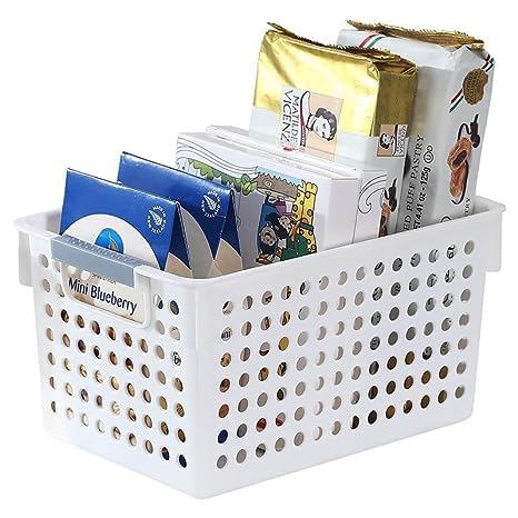 Kuber Industries Kuber Industries Small Hollow Storage Basket With HandleKitchen Home Organizer For WardrobeTray For Toys Fruits Books White Set of 2  - Image 2