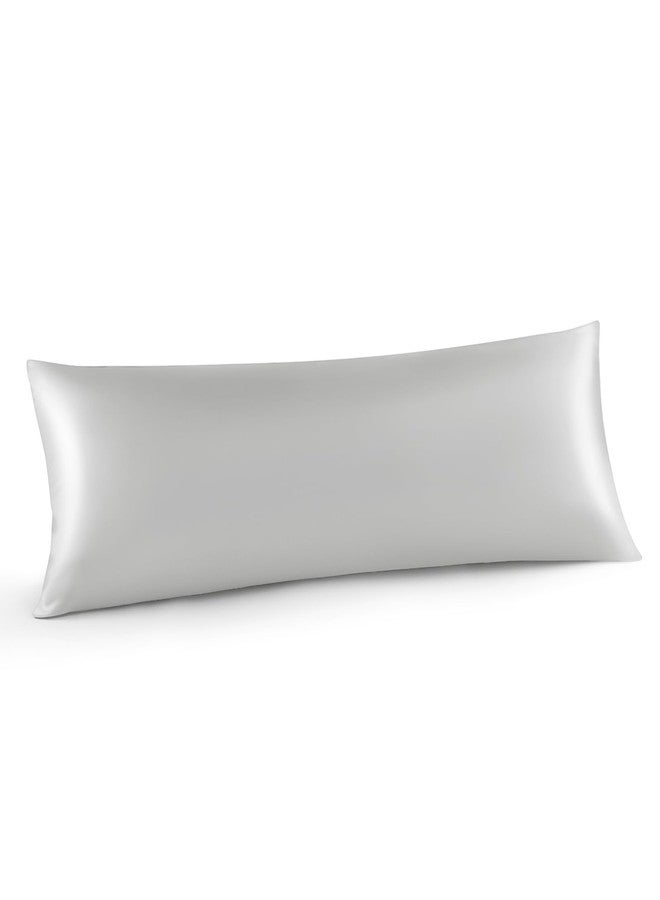 INFIIXSO Body Pillow Cover with Zipper, Luxury Mulberry Silk Body Pillow Case 20x54 Inches, Ultra Smooth and Soft Cooling Long Pillowcase, Gift for Women, Men(Light Grey) - Image 1