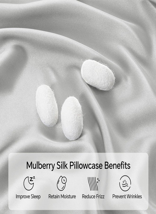 INFIIXSO Body Pillow Cover with Zipper, Luxury Mulberry Silk Body Pillow Case 20x54 Inches, Ultra Smooth and Soft Cooling Long Pillowcase, Gift for Women, Men(Light Grey) - Image 2